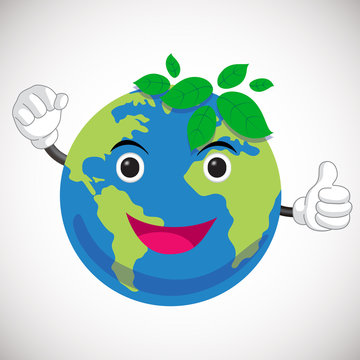 green earth cartoon character. earth mascot