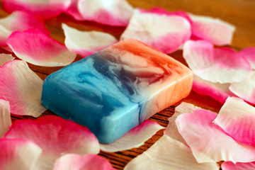 Pink petals and soap