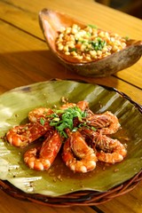 Freshly cooked sea shrimps