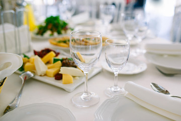 Wine glasses on the table