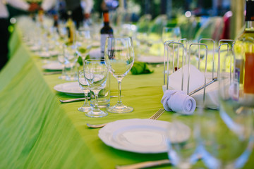 Wine glasses on the table