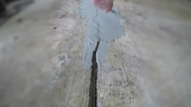 Tilt Shift Effect Patching Concrete Crack 