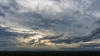 Obraz na płótnie Canvas color of dramatic sky with cloud at sunset