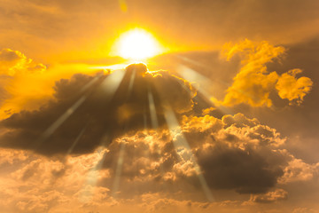 Golden sky with the sunlight