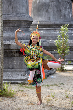 Manohra models : MANOHRA is folk dance in South of Thailand at Temple in Surat Thani Province, Thailand