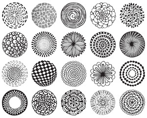 Vector set of monochrome deco mandalas.