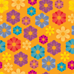 Fototapeta na wymiar Spring or Summer seamless background with bright flowers
