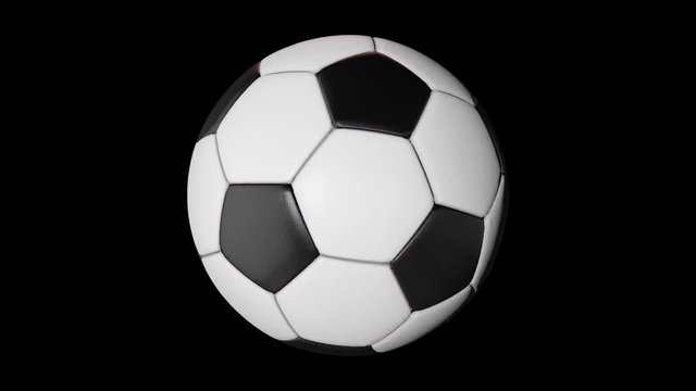 サッカーボール　CG　10秒ループ素材(アルファチャンネル付き)