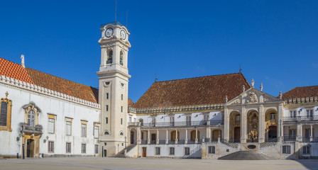 Fototapeta na wymiar University square and bell tower in Coimbra
