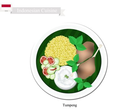 Tumpeng or Indonesian Yellow Rice with Fried Chicken