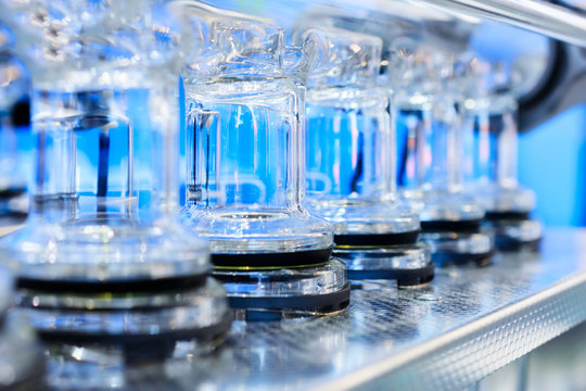 Abstract background with blue glass tubes.