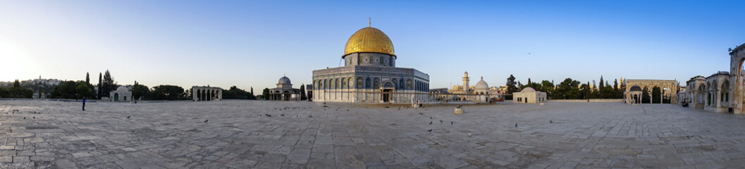 panoramic view Dome of the Rock Mosque of Jerusalem