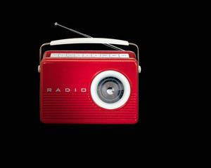 Red Retro Vintage Radio on black