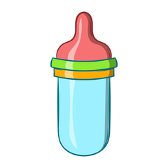 Baby milk bottle icon, cartoon style