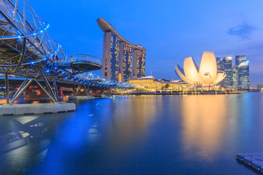 Singapore city skyline at Twilight time