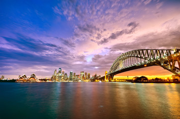 Panorama of Sydney Harbour at sunset © Javen