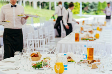 Catering service. Waiters at work