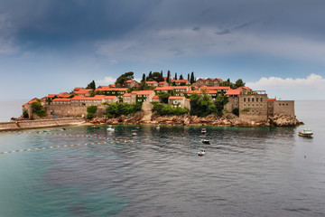 Fototapeta na wymiar View of the peninsula of Sveti Stefan. Montenegro.