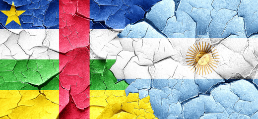 Obraz premium Central african republic flag with Argentine flag on a grunge cr