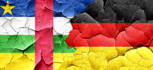 Central african republic flag with Germany flag on a grunge crac