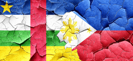 Central african republic flag with Philippines flag on a grunge 