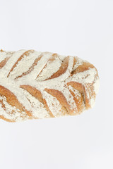 French bread on a white background. view from above. flat lay