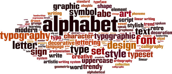 Obraz premium Alphabet word cloud concept. Vector illustration