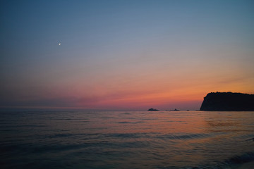 Fototapeta na wymiar Montenegro sunset on Mediterranean Sea