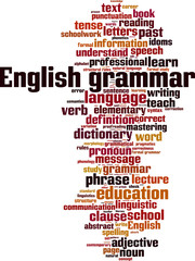 Obraz premium English grammar word cloud concept. Vector illustration