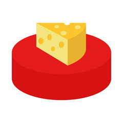 Flat icon cheese and piece of cheese. Vector illustration.