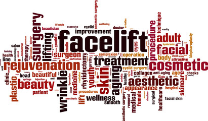 Facelift word cloud concept. Vector illustration