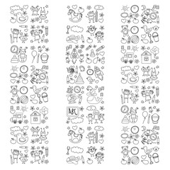 Doodle vector kindergarten elements