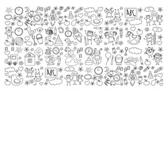 Doodle vector kindergarten elements