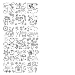 Doodle vector kindergarten elements