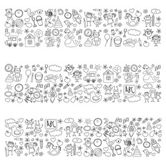 Doodle vector kindergarten elements