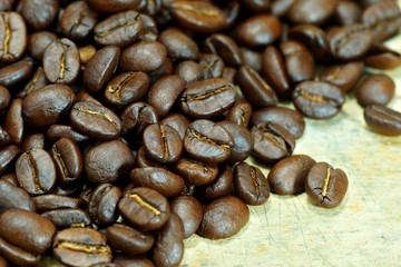 Coffee bean on wooden background