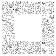 Doodle vector kindergarten elements