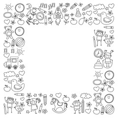 Doodle vector kindergarten elements