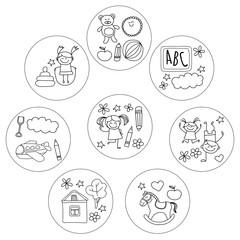 Doodle vector kindergarten elements