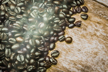 Coffee on grunge wooden background