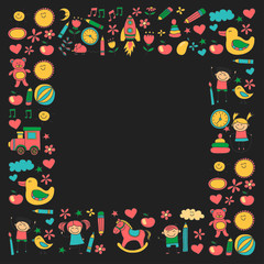 Doodle vector kindergarten elements
