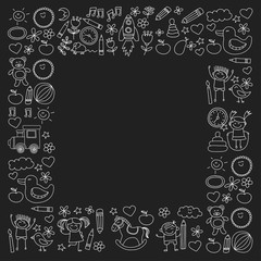 Doodle vector kindergarten elements