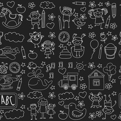 Doodle vector kindergarten elements