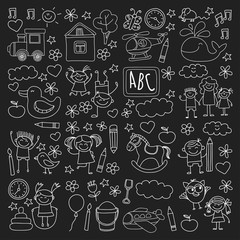 Doodle vector kindergarten elements