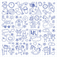 Doodle vector kindergarten elements