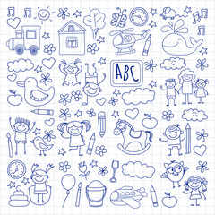 Doodle vector kindergarten elements