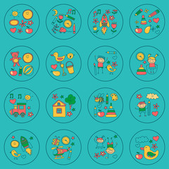 Doodle vector kindergarten elements