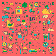 Doodle vector kindergarten elements