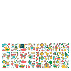 Doodle vector kindergarten elements