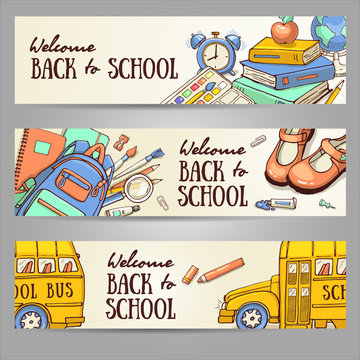 Sketch banner template with school object.